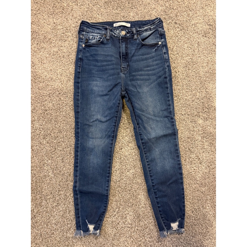 KanCan Jeans Womens 27 Blue Skinny High Rise Raw Hem Distressed 144635